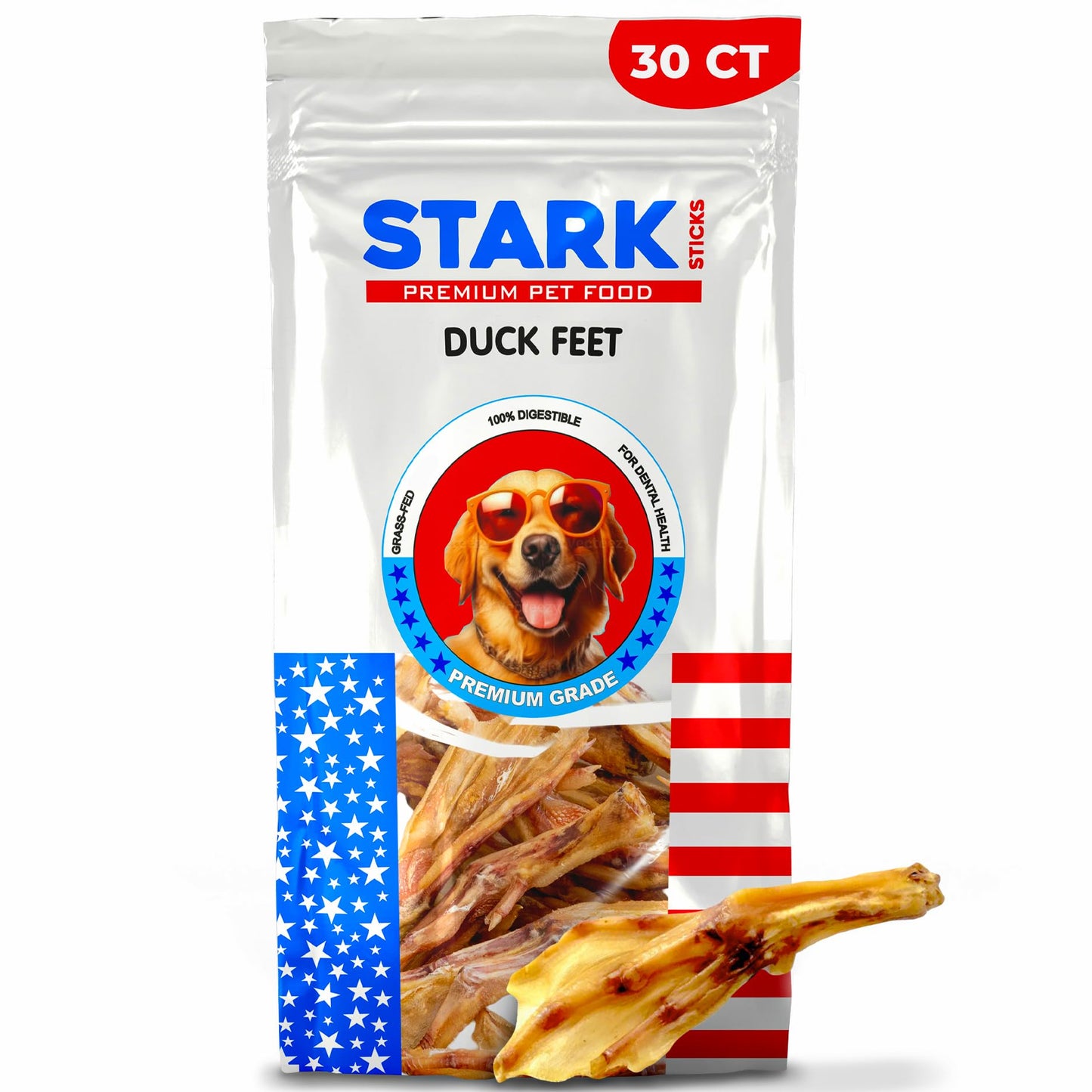 Stark Sticks Duck Feet for Dogs, Dehydrated Dog Treats, Snacks (Pack of 30) – Dog Chews for Medium Dogs and Small Dogs, Single-Ingredient & Fully Digestible