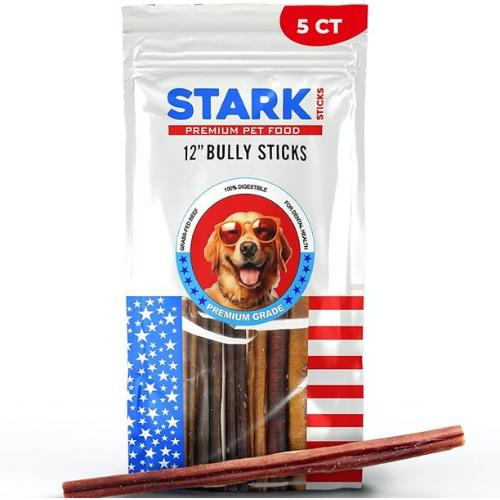 Stark Sticks 12'' Natural Bully Sticks for Small, Medium, Large Dogs -