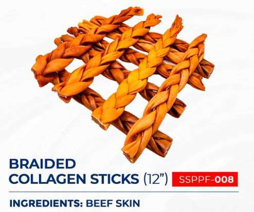 Braided Collagen Sticks 12" – Natural Dog Treat