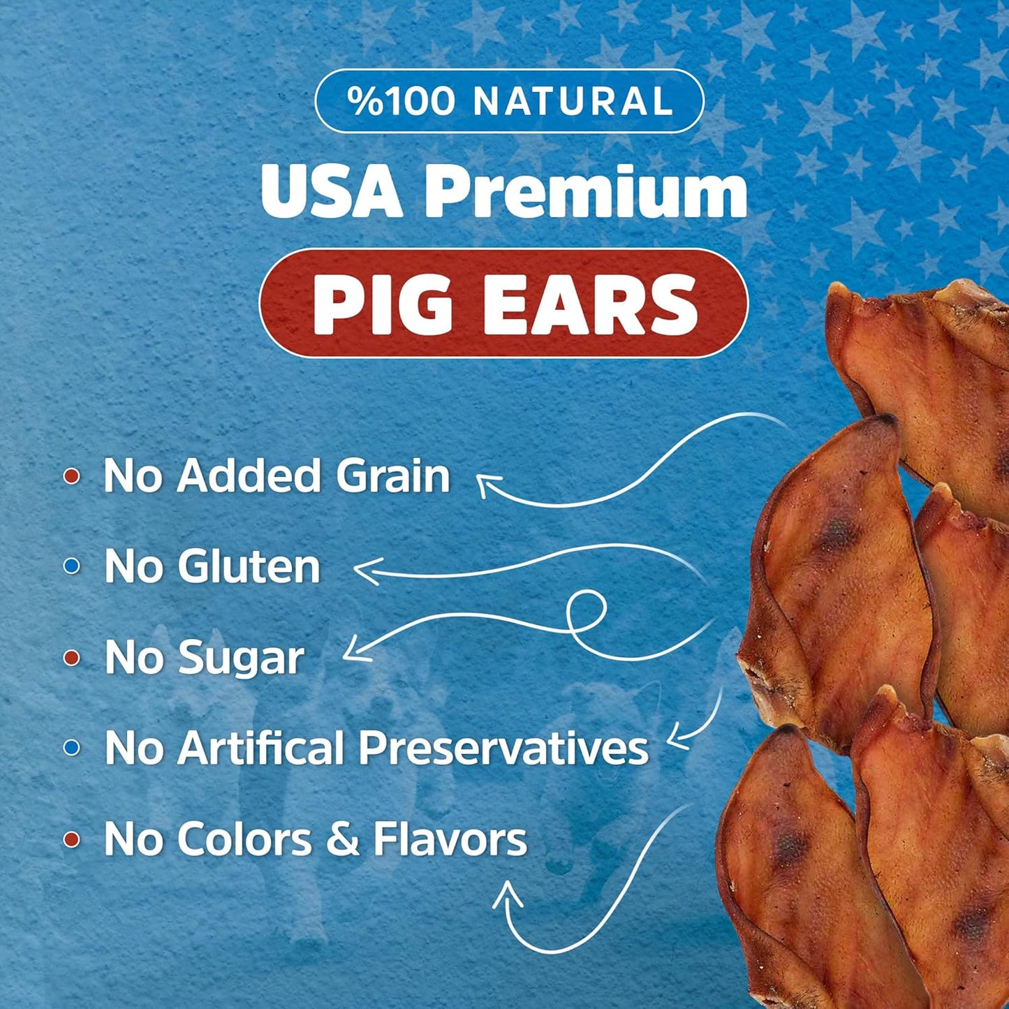 Stark Sticks Pig Ears for Dogs 100% Natural - Whole Pigs Ears, Single Ingredient Highly Digestible, 100% Pork Dog Chew Treats - Long Lasting, Great for Puppy and Medium/Large Dogs (10 Count)