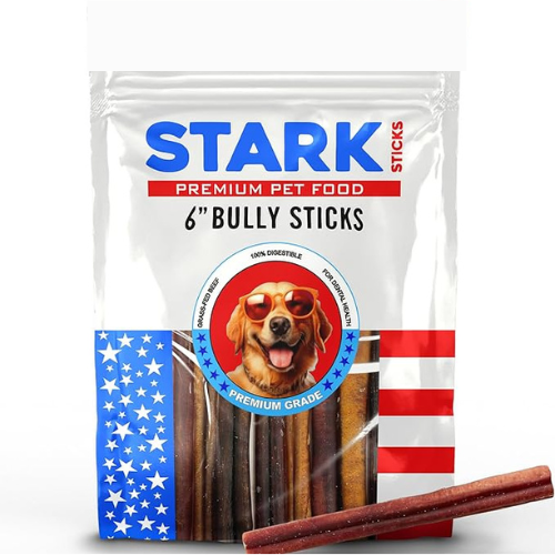 Stark Sticks 6'' Natural Bully Sticks for Small, Medium, Large Dogs -