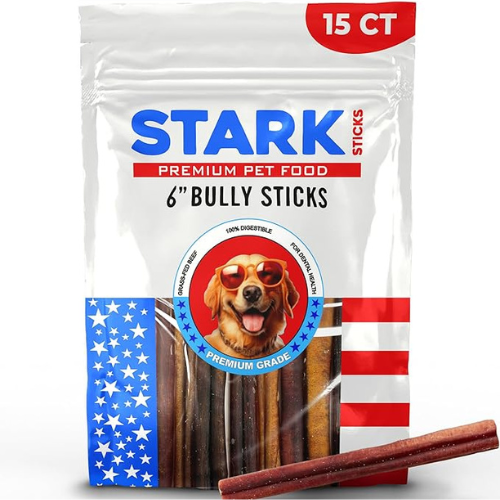 Stark Sticks 6'' Natural Bully Sticks for Small, Medium, Large Dogs