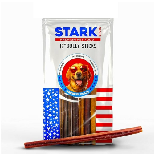 Stark Sticks 12'' Natural Bully Sticks for Small, Medium, Large Dogs -