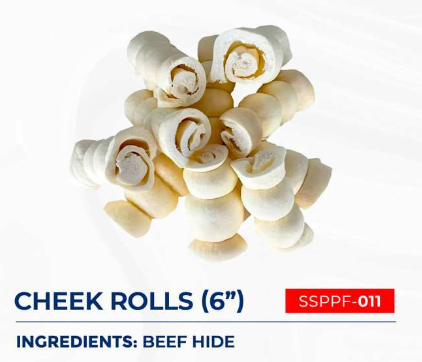 Cheek Rolls 6" – Beef Hide Dog Chew