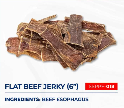 Flat Beef Jerky (6”) – Beef Esophagus Dog Chew